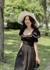 Đầm bo tay viền ren bèo ngực
