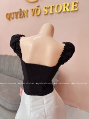 Áo ôm croptop xẻ - ĐEN