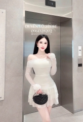 Đầm thun lưới body tay loe