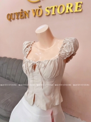 Áo ôm croptop xẻ trơn - BE