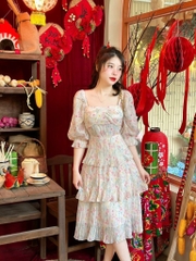 Đầm maxi hoa tầng dập li