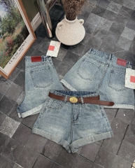 Quần jean đùi xắn lai - 0330 Xanh
