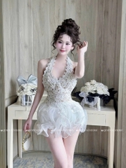 Set áo yếm ren chân váy sóng