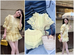 Set tơ Babydoll vàng chanh
