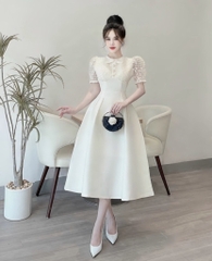 BIGSIZE 55-65kg - Đầm ren kem tiểu thư