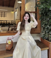 Đầm maxi kem gân moking eo - S eo 64