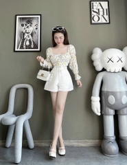 Set croptop hoa nhí quần short 2M