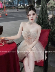 Đầm xòe công chúa cúp ngực nơ