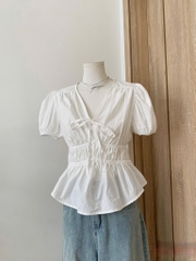 Áo thô cổ V chun eo tk - 838