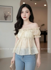 Áo nhún babydoll hoa vàng