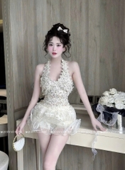 Set áo yếm ren chân váy sóng