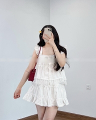 Set áo Babydoll tay tiên bèo chân váy viền ren