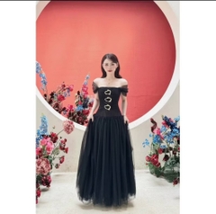 BIGSIZE 55-65kg - Đầm lưới 3 khuy thiết kế xòe