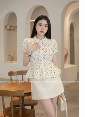 Áo sơ mi babydoll chấm bi to - 1452
