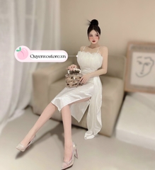 Đầm body lụa bèo 1 bên