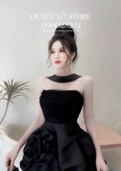 Đầm cúp ngực hoa hồng