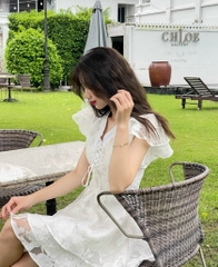 Đầm trắng hoa nổi tay tiên - S