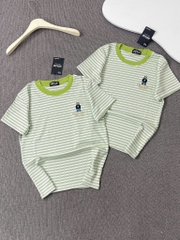 Áo thun sọc thêu gấu - Form vừa