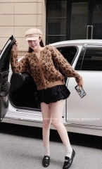 Áo khoác len da beo - Xám