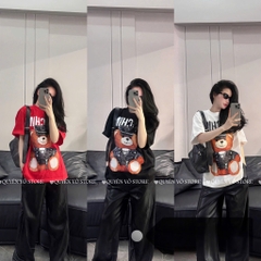 Áo thun gấu Moschino - Form rộng dưới 65kg