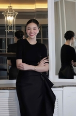 Set áo thun chân váy dài ôm body tag cài eo