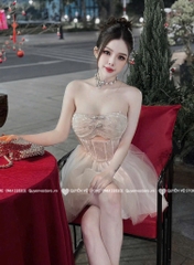 Đầm xòe công chúa cúp ngực nơ