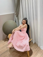 Đầm maxi caro 2 dây bản