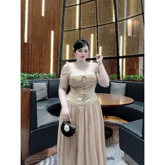 BIGSIZE 55-65kg - Đầm lưới 3 khuy thiết kế xòe