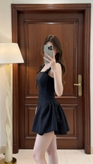 Đầm 2 dây bản cột nơ - Đen