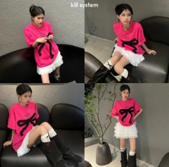 Áo thun nơ thêu nổi