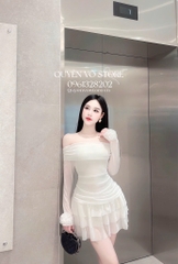 Đầm thun lưới body tay loe