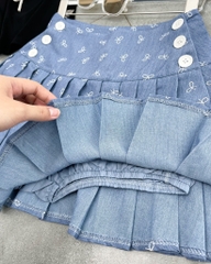 Set áo thun đen nơ chân váy denim  - S eo 64