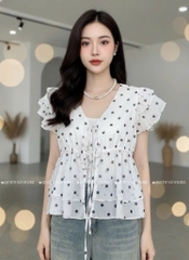 Áo Babydoll tơ chấm bi