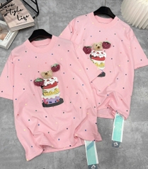Áo chấm bi bánh kem kèm gấu