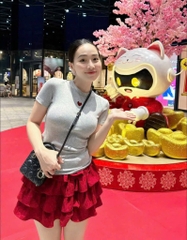 Set áo thun ôm body thêu x chân váy tầng