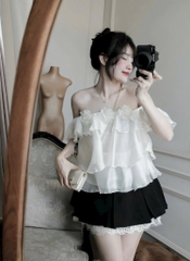 Set áo Babydoll voan tầng x chân váy