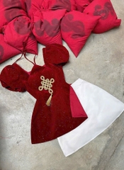 Set yếm nhung đỏ kim sa