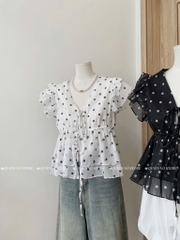 Áo Babydoll tơ chấm bi