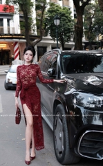 Đầm ren ôm body - Đỏ