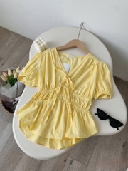 Áo thô cổ V chun eo tk - 838