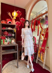 Đầm maxi hoa tầng dập li