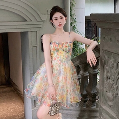 Đầm hoa nhún eo đệm ngực - S