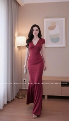 Đầm lụa cổ V - Đỏ
