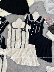 Set áo cổ sen kẹp ren - 545 - Be