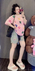 Set bộ áo thun thêu nhung chanel x quần jean