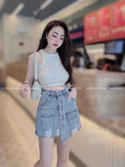 QJ 323 Chân váy jean nút - S - L