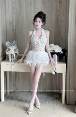 Set áo yếm ren chân váy sóng