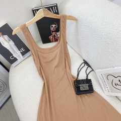 Đầm maxi body nâu 2 dây