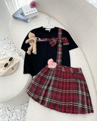 Set caro đỏ BBR kèm gấu