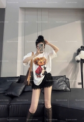 Áo thun cô gái tóc xù mèo